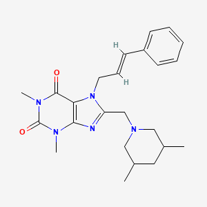 7-cinnamyl-8-((3,5-dimethylpiperidin-1-yl)methyl)-1,3-dimethyl-1H-purine-2,6(3H,7H)-dione - 876899-09-1