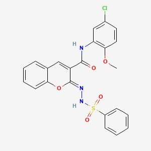 (2Z)-2-(benzenesulfonylhydrazinylidene)-N-(5-chloro-2-methoxyphenyl)chromene-3-carboxamide - 866349-30-6