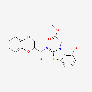 (Z)-methyl 2-(2-((2,3-dihydrobenzo[b][1,4]dioxine-2-carbonyl)imino)-4-methoxybenzo[d]thiazol-3(2H)-yl)acetate - 1321710-19-3