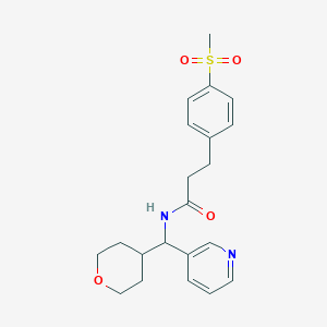 3-(4-(methylsulfonyl)phenyl)-N-(pyridin-3-yl(tetrahydro-2H-pyran-4-yl)methyl)propanamide - 2034406-38-5