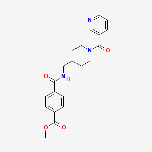 Methyl 4-(((1-nicotinoylpiperidin-4-yl)methyl)carbamoyl)benzoate - 1396876-90-6