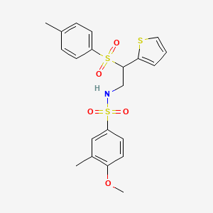 4-methoxy-3-methyl-N-(2-(thiophen-2-yl)-2-tosylethyl)benzenesulfonamide - 896343-93-4