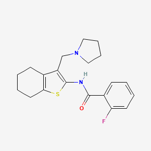 2-fluoro-N-(3-(pyrrolidin-1-ylmethyl)-4,5,6,7-tetrahydrobenzo[b]thiophen-2-yl)benzamide - 671201-00-6