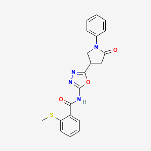 2-(methylthio)-N-(5-(5-oxo-1-phenylpyrrolidin-3-yl)-1,3,4-oxadiazol-2-yl)benzamide - 1286707-15-0