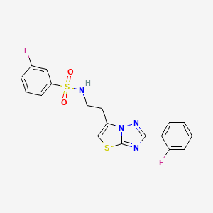 3-fluoro-N-(2-(2-(2-fluorophenyl)thiazolo[3,2-b][1,2,4]triazol-6-yl)ethyl)benzenesulfonamide - 951468-40-9