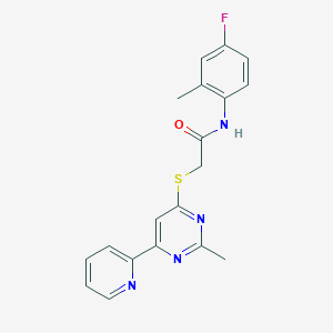 N-(4-fluoro-2-methylphenyl)-2-((2-methyl-6-(pyridin-2-yl)pyrimidin-4-yl)thio)acetamide - 1251706-85-0