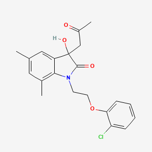 1-(2-(2-Chlorophenoxy)ethyl)-3-hydroxy-5,7-dimethyl-3-(2-oxopropyl)indolin-2-one - 881079-34-1