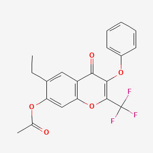 6-ethyl-4-oxo-3-phenoxy-2-(trifluoromethyl)-4H-chromen-7-yl acetate - 259255-53-3