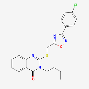 3-butyl-2-(((3-(4-chlorophenyl)-1,2,4-oxadiazol-5-yl)methyl)thio)quinazolin-4(3H)-one - 2034514-81-1