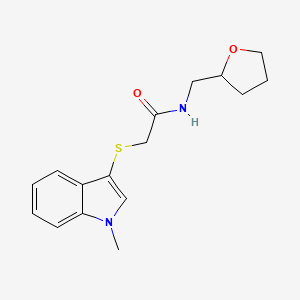 2-(1-methylindol-3-yl)sulfanyl-N-(oxolan-2-ylmethyl)acetamide - 862825-61-4