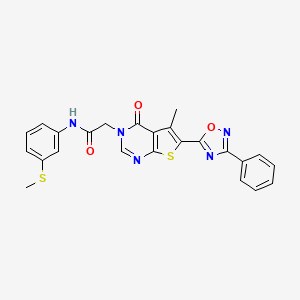 2-(5-methyl-4-oxo-6-(3-phenyl-1,2,4-oxadiazol-5-yl)thieno[2,3-d]pyrimidin-3(4H)-yl)-N-(3-(methylthio)phenyl)acetamide - 1223965-78-3