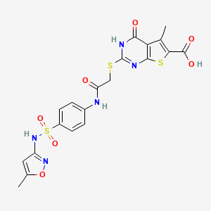 5-Methyl-2-({2-[(4-{[(5-methyl-3-isoxazolyl)amino]sulfonyl}phenyl)amino]-2-oxoethyl}thio)-4-oxo-3,4-dihydrothieno[2,3-d]pyrimidine-6-carboxylic acid - 831229-34-6