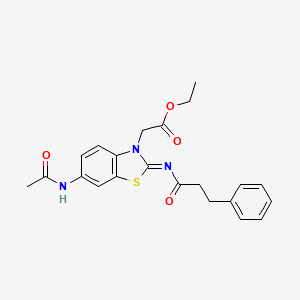(Z)-ethyl 2-(6-acetamido-2-((3-phenylpropanoyl)imino)benzo[d]thiazol-3(2H)-yl)acetate - 865248-58-4