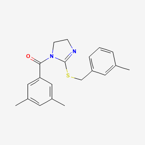 (3,5-dimethylphenyl)(2-((3-methylbenzyl)thio)-4,5-dihydro-1H-imidazol-1-yl)methanone - 851803-21-9