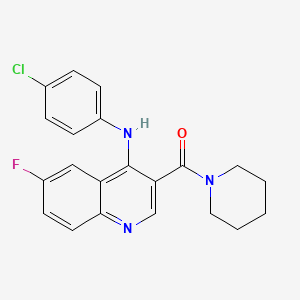 (4-((4-Chlorophenyl)amino)-6-fluoroquinolin-3-yl)(piperidin-1-yl)methanone - 1189897-69-5