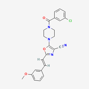 5-[4-(3-chlorobenzoyl)piperazin-1-yl]-2-[(E)-2-(3-methoxyphenyl)ethenyl]-1,3-oxazole-4-carbonitrile - 941266-86-0