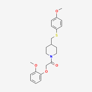 2-(2-Methoxyphenoxy)-1-(4-(((4-methoxyphenyl)thio)methyl)piperidin-1-yl)ethanone - 1421497-53-1