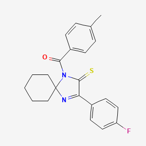 3-(4-fluorophenyl)-1-(4-methylbenzoyl)-1,4-diazaspiro[4.5]dec-3-ene-2-thione - 1223774-21-7