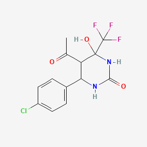 5-Acetyl-6-(4-chlorophenyl)-4-hydroxy-4-(trifluoromethyl)-1,3-diazinan-2-one - 1005264-51-6