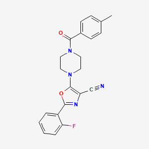 2-(2-fluorophenyl)-5-[4-(4-methylbenzoyl)piperazin-1-yl]-1,3-oxazole-4-carbonitrile - 946377-52-2