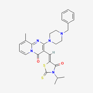 (Z)-5-((2-(4-benzylpiperazin-1-yl)-9-methyl-4-oxo-4H-pyrido[1,2-a]pyrimidin-3-yl)methylene)-3-isopropyl-2-thioxothiazolidin-4-one - 361993-77-3
