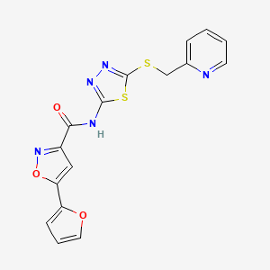5-(furan-2-yl)-N-(5-((pyridin-2-ylmethyl)thio)-1,3,4-thiadiazol-2-yl)isoxazole-3-carboxamide - 1351647-97-6