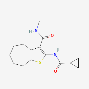 2-(cyclopropanecarbonylamino)-N-methyl-5,6,7,8-tetrahydro-4H-cyclohepta[b]thiophene-3-carboxamide - 893095-92-6