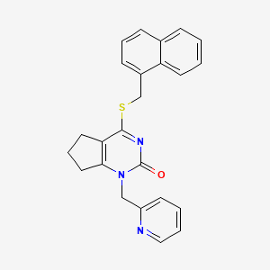 4-((naphthalen-1-ylmethyl)thio)-1-(pyridin-2-ylmethyl)-6,7-dihydro-1H-cyclopenta[d]pyrimidin-2(5H)-one - 899958-03-3