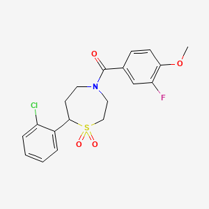 (7-(2-Chlorophenyl)-1,1-dioxido-1,4-thiazepan-4-yl)(3-fluoro-4-methoxyphenyl)methanone - 2210053-92-0