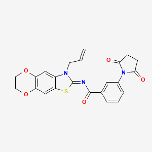 3-(2,5-dioxopyrrolidin-1-yl)-N-(3-prop-2-enyl-6,7-dihydro-[1,4]dioxino[2,3-f][1,3]benzothiazol-2-ylidene)benzamide - 905659-67-8