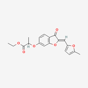 (Z)-ethyl 2-((2-((5-methylfuran-2-yl)methylene)-3-oxo-2,3-dihydrobenzofuran-6-yl)oxy)propanoate - 620546-72-7