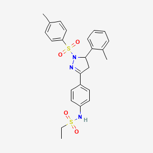 N-(4-(5-(o-tolyl)-1-tosyl-4,5-dihydro-1H-pyrazol-3-yl)phenyl)ethanesulfonamide - 851781-89-0