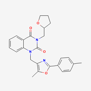 1-((5-methyl-2-(p-tolyl)oxazol-4-yl)methyl)-3-((tetrahydrofuran-2-yl)methyl)quinazoline-2,4(1H,3H)-dione - 1019152-49-8
