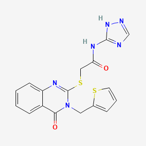 2-({4-oxo-3-[(thiophen-2-yl)methyl]-3,4-dihydroquinazolin-2-yl}sulfanyl)-N-(4H-1,2,4-triazol-3-yl)acetamide - 1115905-84-4