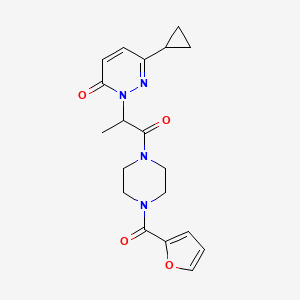 6-cyclopropyl-2-(1-(4-(furan-2-carbonyl)piperazin-1-yl)-1-oxopropan-2-yl)pyridazin-3(2H)-one - 2034468-71-6