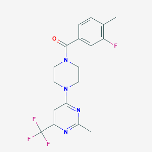4-[4-(3-Fluoro-4-methylbenzoyl)piperazin-1-yl]-2-methyl-6-(trifluoromethyl)pyrimidine - 1775544-89-2
