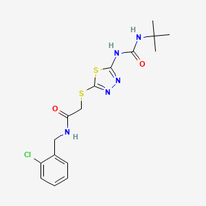 2-({5-[(tert-butylcarbamoyl)amino]-1,3,4-thiadiazol-2-yl}sulfanyl)-N-[(2-chlorophenyl)methyl]acetamide - 886942-22-9