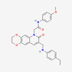 2-(8-(((4-ethylphenyl)amino)methyl)-7-oxo-2,3-dihydro-[1,4]dioxino[2,3-g]quinolin-6(7H)-yl)-N-(4-methoxyphenyl)acetamide - 894558-11-3