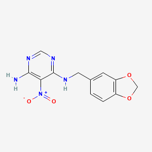 N-(1,3-benzodioxol-5-ylmethyl)-5-nitropyrimidine-4,6-diamine - 450344-90-8