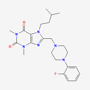 8-[[4-(2-Fluorophenyl)piperazin-1-yl]methyl]-1,3-dimethyl-7-(3-methylbutyl)purine-2,6-dione - 851941-90-7