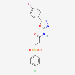 3-(4-chlorobenzenesulfonyl)-N-[5-(4-fluorophenyl)-1,3,4-oxadiazol-2-yl]propanamide - 895466-62-3