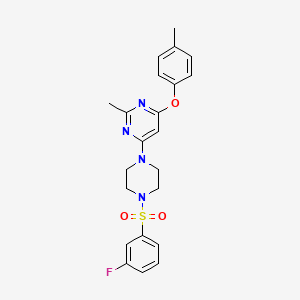 4-(4-((3-Fluorophenyl)sulfonyl)piperazin-1-yl)-2-methyl-6-(p-tolyloxy)pyrimidine - 946302-59-6
