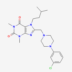 8-{[4-(3-chlorophenyl)piperazin-1-yl]methyl}-1,3-dimethyl-7-(3-methylbutyl)-2,3,6,7-tetrahydro-1H-purine-2,6-dione - 851941-89-4