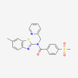 N-(6-methylbenzo[d]thiazol-2-yl)-4-(methylsulfonyl)-N-(pyridin-2-ylmethyl)benzamide - 886934-75-4