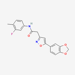2-(5-(benzo[d][1,3]dioxol-5-yl)isoxazol-3-yl)-N-(3-fluoro-4-methylphenyl)acetamide - 1172771-50-4