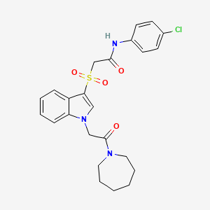 2-((1-(2-(azepan-1-yl)-2-oxoethyl)-1H-indol-3-yl)sulfonyl)-N-(4-chlorophenyl)acetamide - 878059-17-7