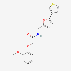 2-(2-methoxyphenoxy)-N-((5-(thiophen-3-yl)furan-2-yl)methyl)acetamide - 2034339-99-4