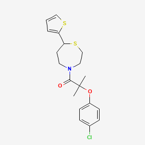 2-(4-Chlorophenoxy)-2-methyl-1-(7-(thiophen-2-yl)-1,4-thiazepan-4-yl)propan-1-one - 1704636-60-1