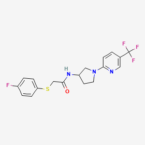 2-((4-fluorophenyl)thio)-N-(1-(5-(trifluoromethyl)pyridin-2-yl)pyrrolidin-3-yl)acetamide - 1795086-65-5
