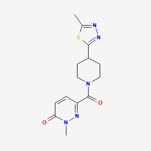2-methyl-6-(4-(5-methyl-1,3,4-thiadiazol-2-yl)piperidine-1-carbonyl)pyridazin-3(2H)-one - 1396679-64-3